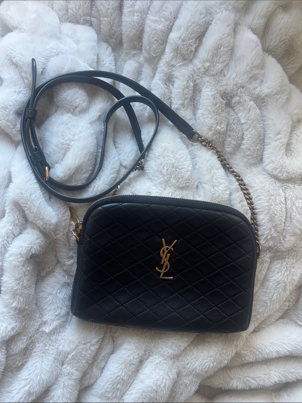 Saint Laurent Gaby Mini YSL Crossbody Bag in Quilted Leather